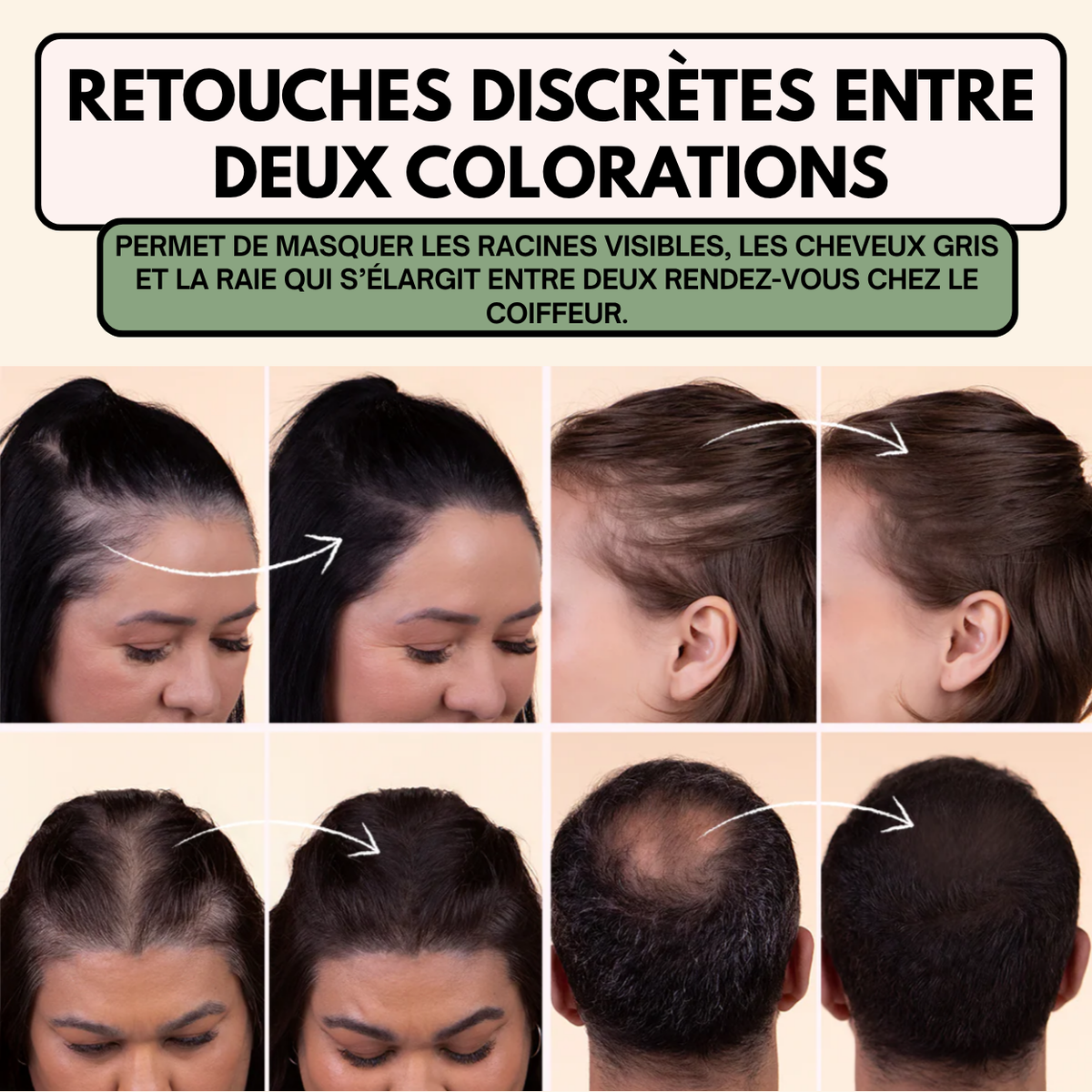 Couverture instantanée et naturelle pour les cheveux clairsemés et les racines