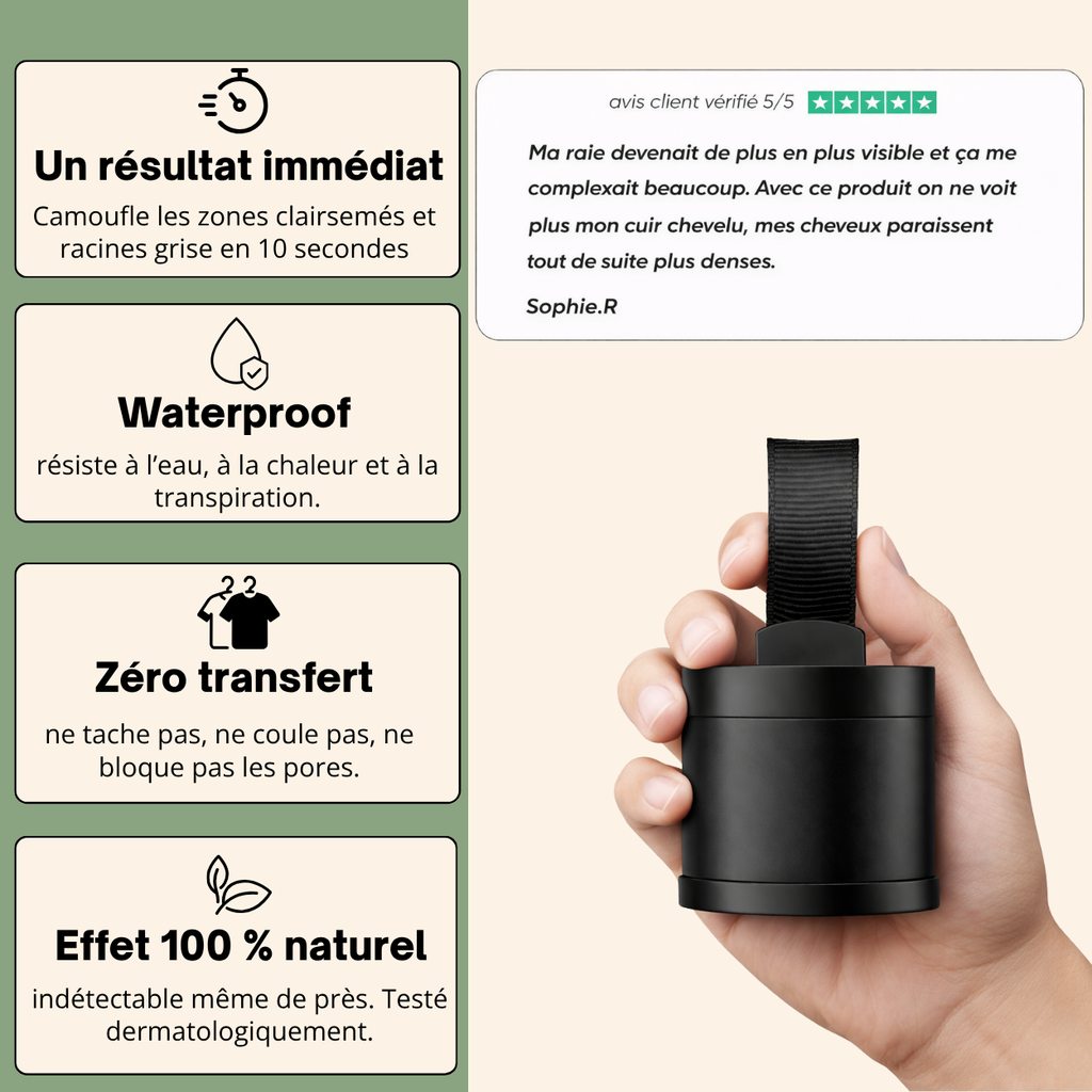 Couverture instantanée et naturelle pour les cheveux clairsemés et les racines